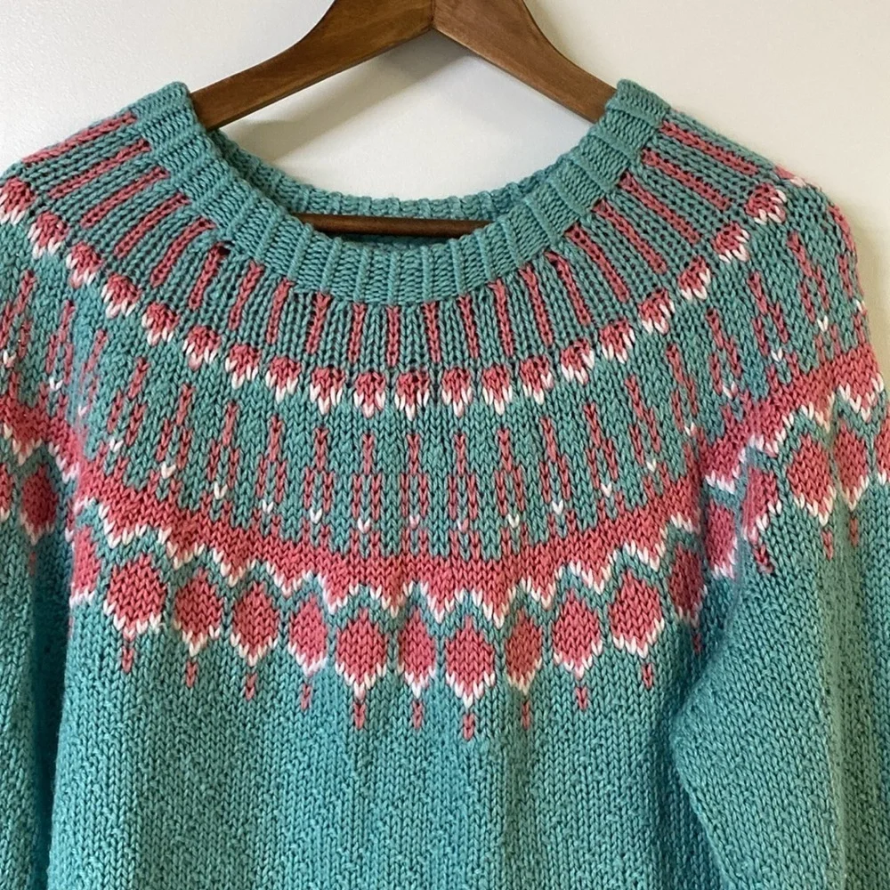 Handmade Crochet/Knit Pointelle Sweater - Picture 3 of 6